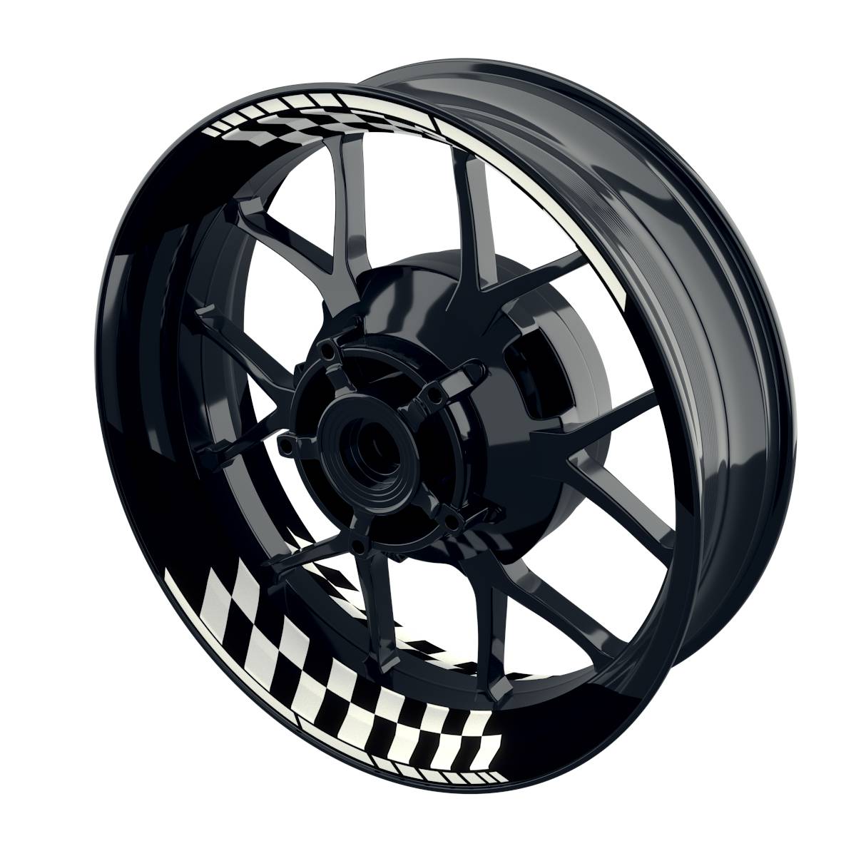 Felgenaufkleber GRID schwarz Wheelsticker Premium geteilt weiss