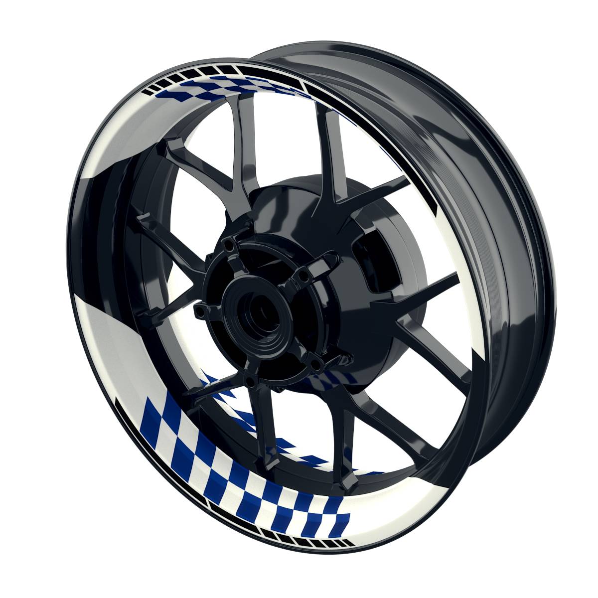 Felgenaufkleber GRID weiss Wheelsticker Premium geteilt blau