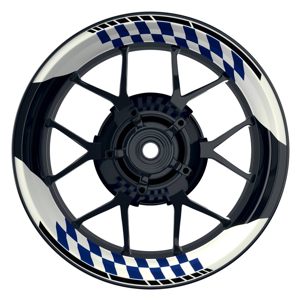 Felgenaufkleber GRID weiss Wheelsticker Premium geteilt blau