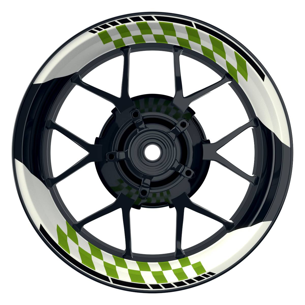 Felgenaufkleber GRID weiss Wheelsticker Premium geteilt grün