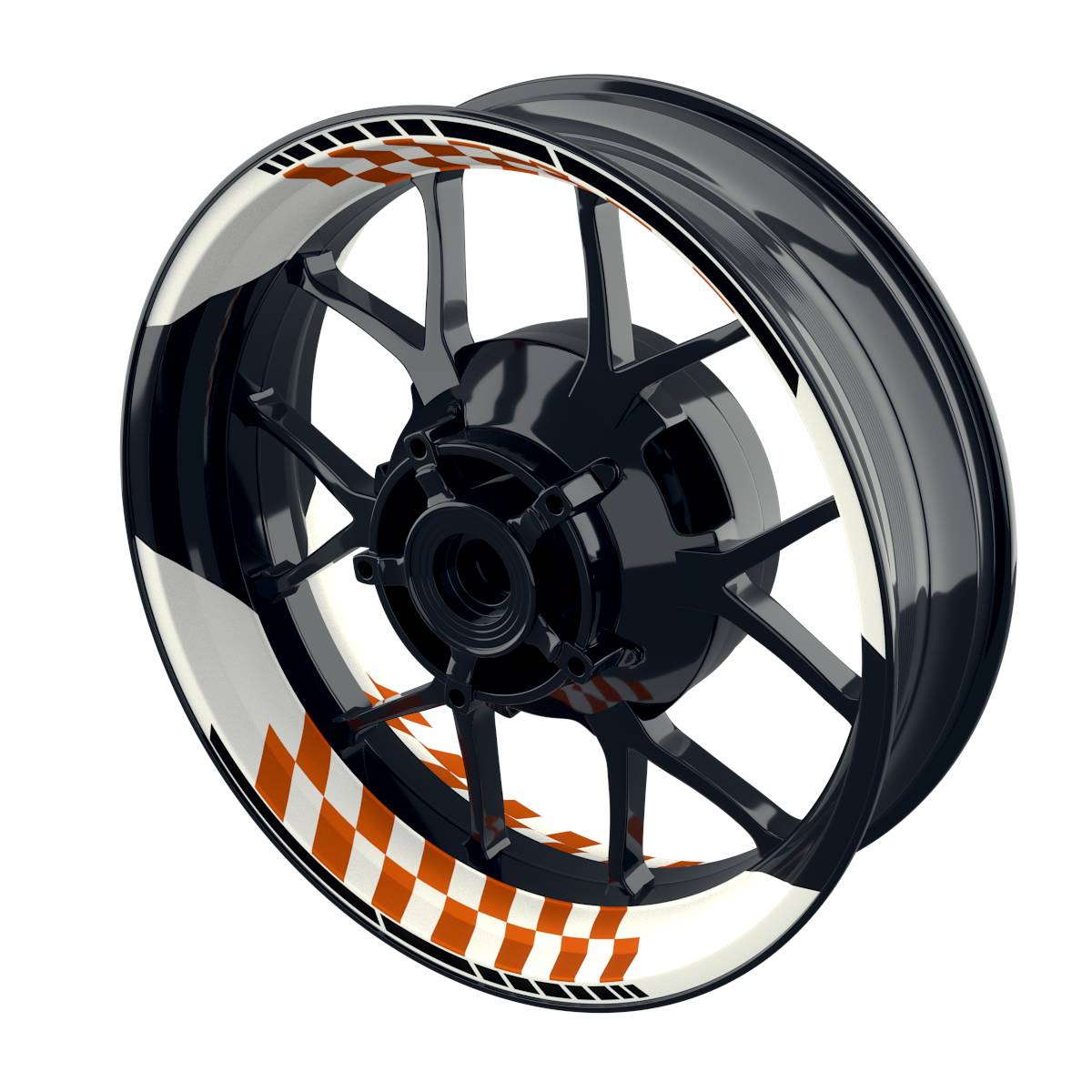 Felgenaufkleber GRID weiss Wheelsticker Premium geteilt orange