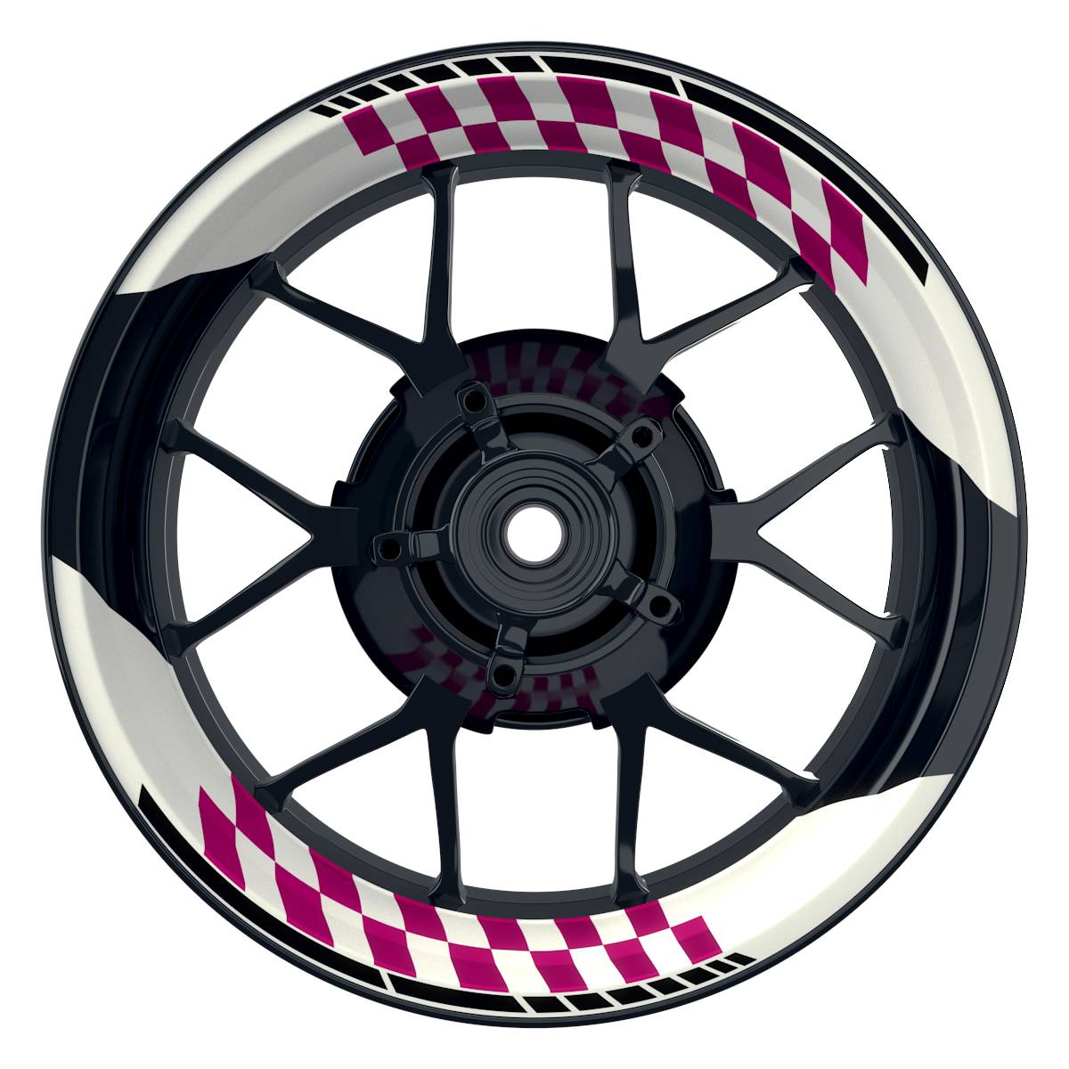 Felgenaufkleber GRID weiss Wheelsticker Premium geteilt pink