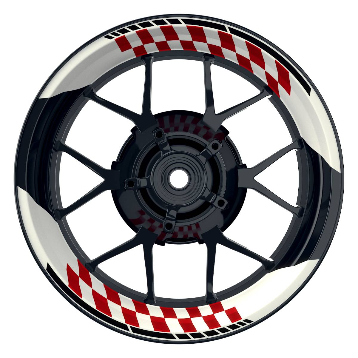 Felgenaufkleber GRID weiss Wheelsticker Premium geteilt rot