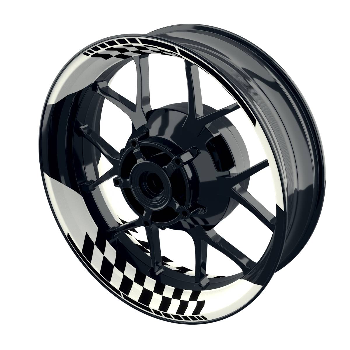 Felgenaufkleber GRID weiss Wheelsticker Premium geteilt schwarz