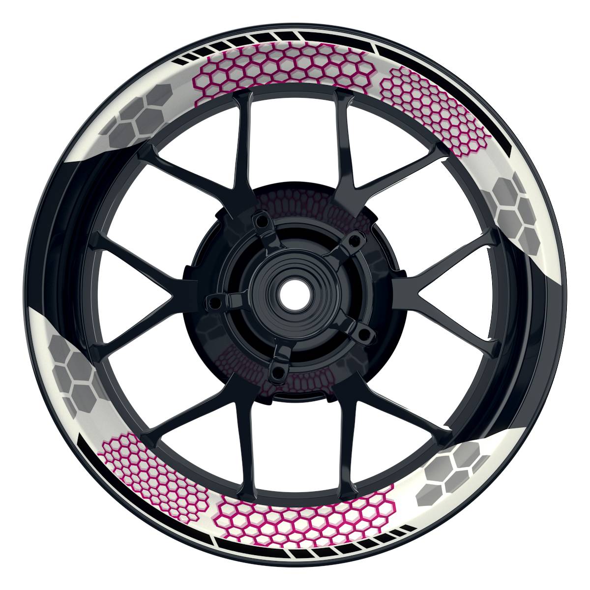Felgenaufkleber Hexagon weiss Wheelsticker Premium geteilt pink