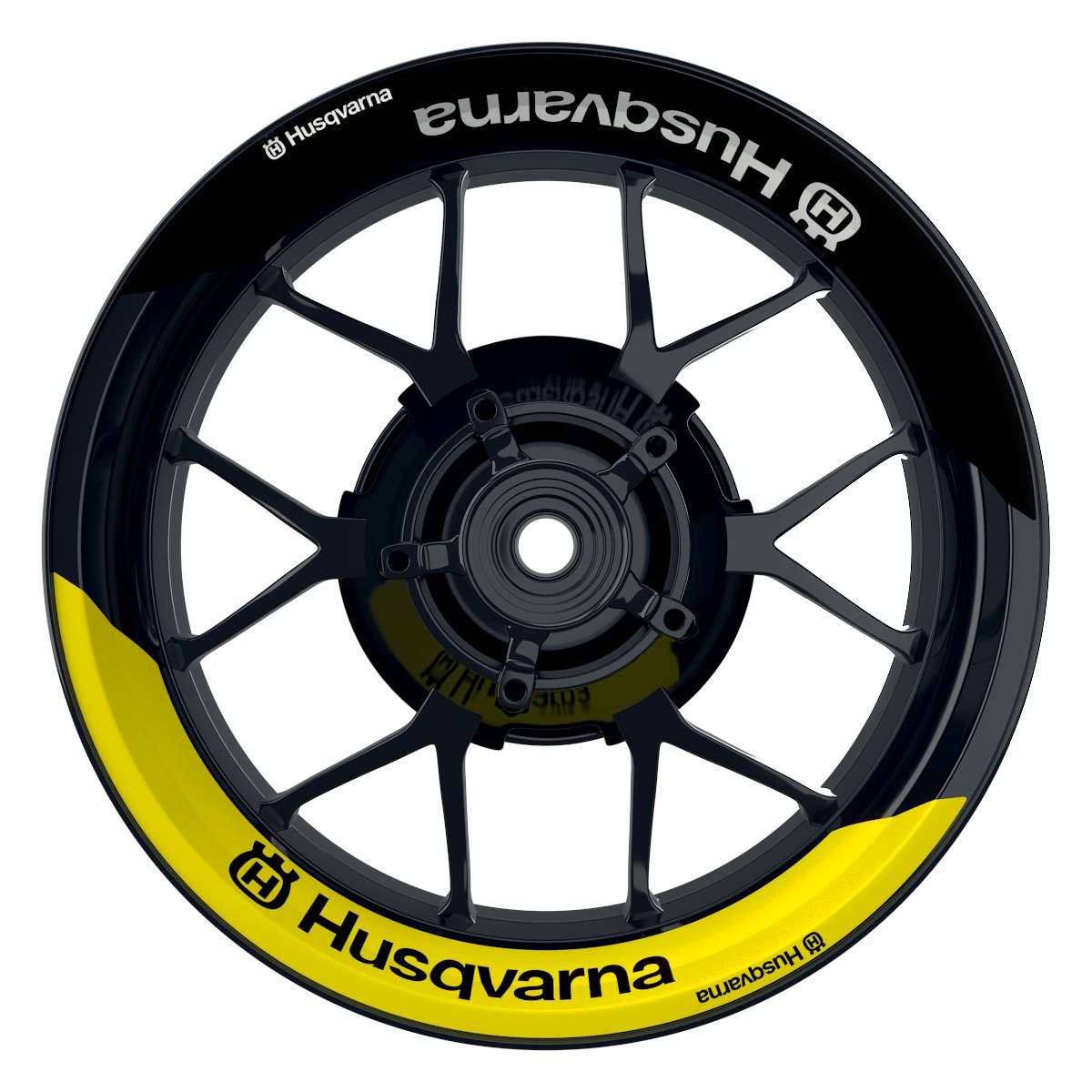 Husqvarna Felgenaufkleber geteilt Fifty Fifty V1 gelb