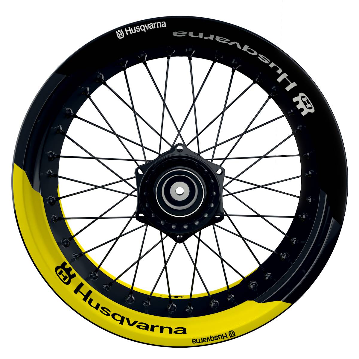 Husqvarna Felgenaufkleber geteilt Fifty Fifty V1 gelb