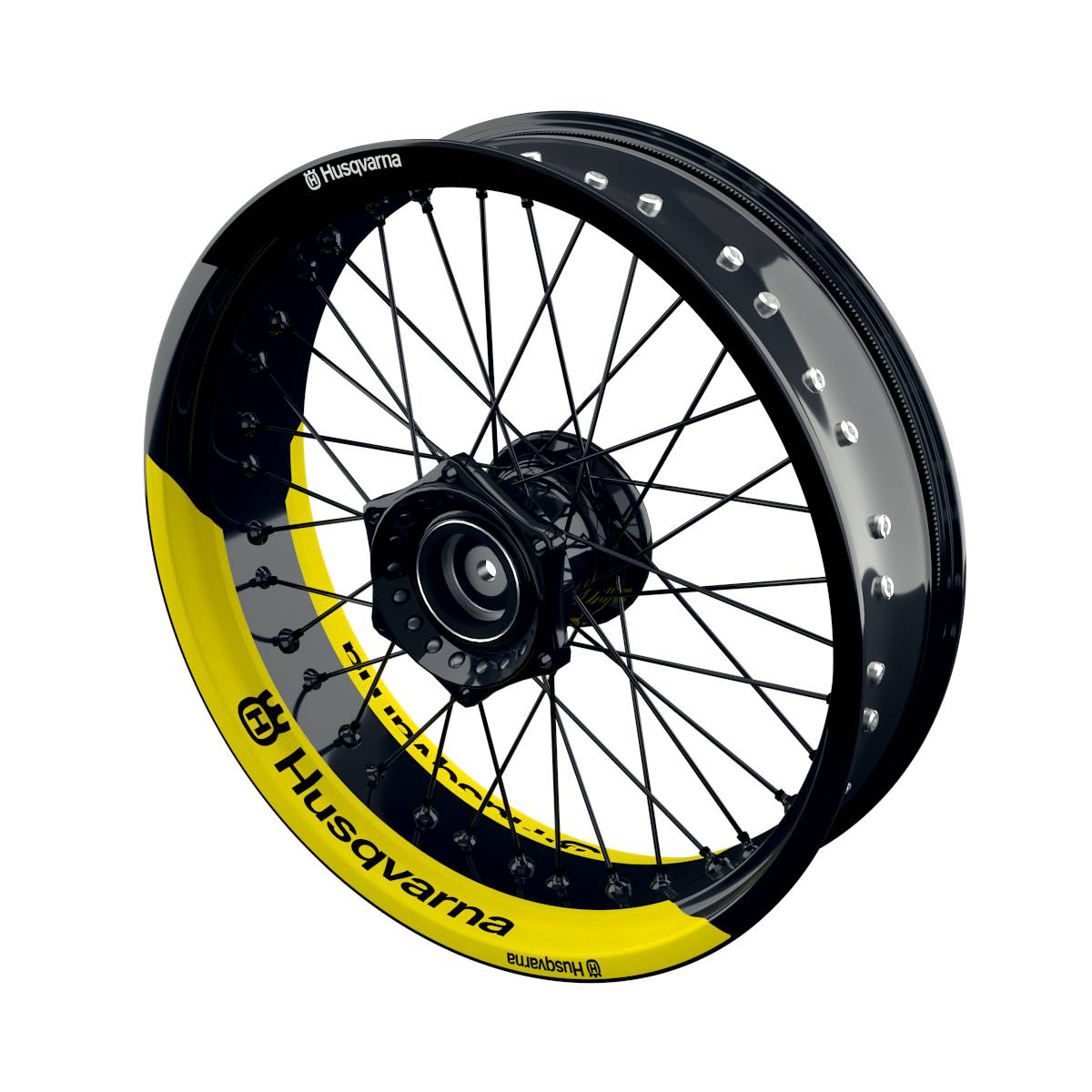 Husqvarna Felgenaufkleber geteilt Fifty Fifty V1 gelb