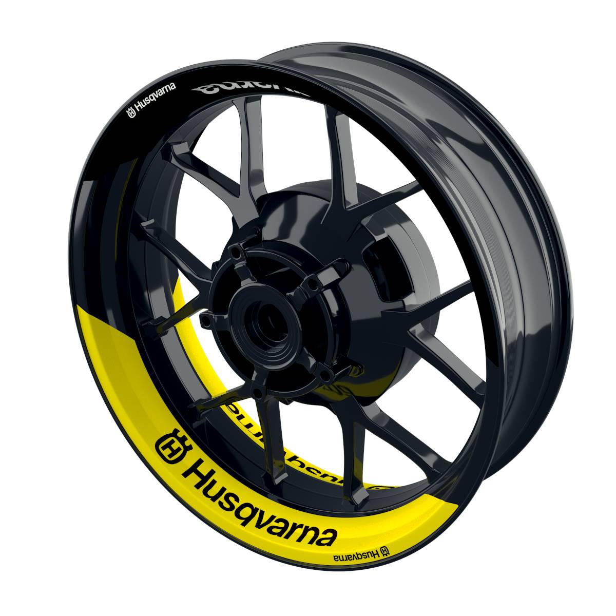 Husqvarna Felgenaufkleber geteilt Fifty Fifty V1 gelb