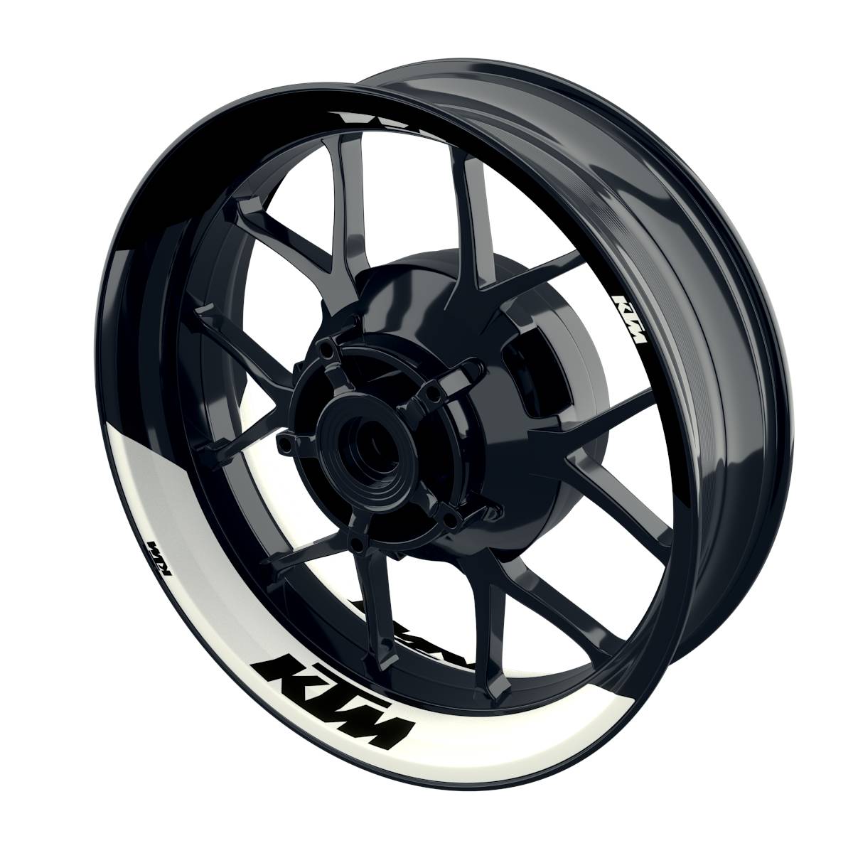 Motorrad Felgenaufkleber Half Spin - KTM Fifty Fifty V2 weiss