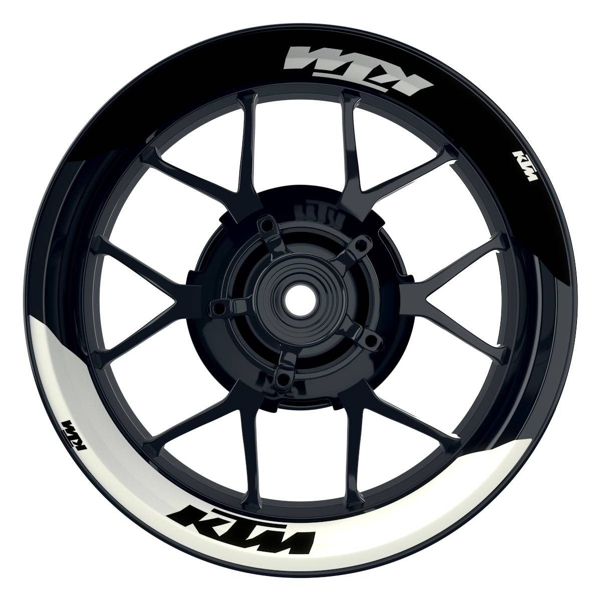 Felgenaufkleber KTM geteilt Fifty Fifty V2 weiss
