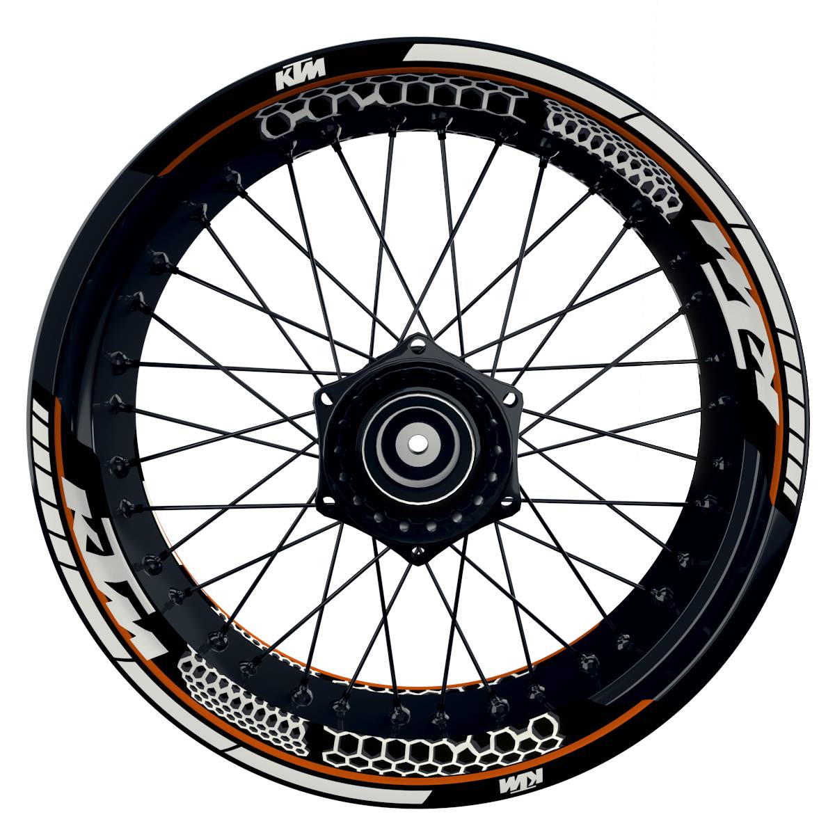 Felgenaufkleber KTM geteilt Hexagon