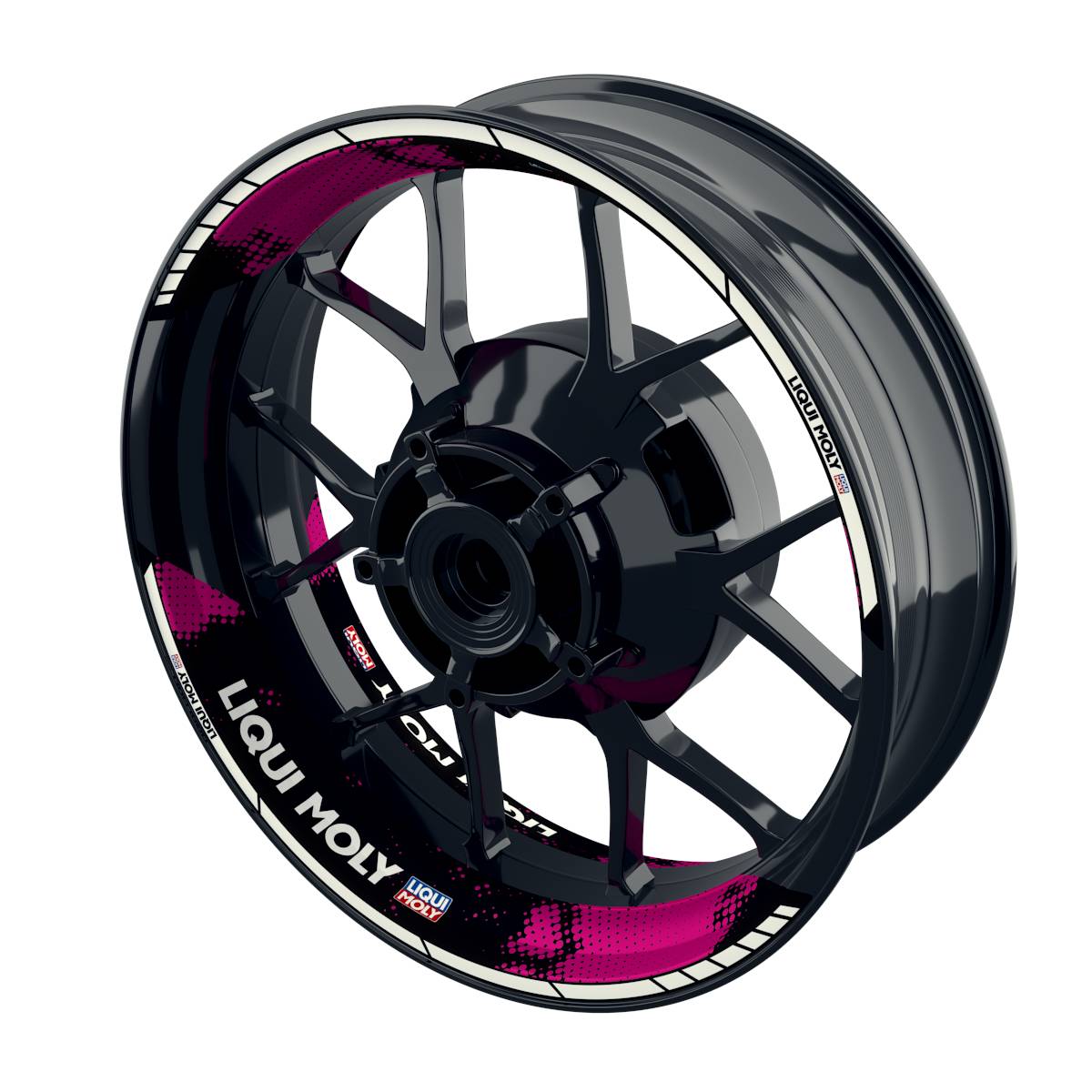 Felgenaufkleber Liqui Moly Design Dots schwarz Premium geteilt pink