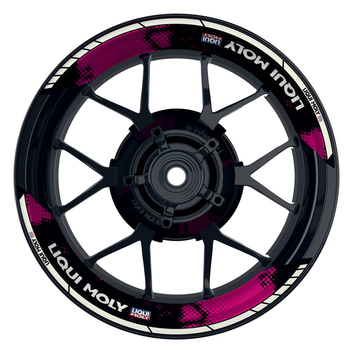 Felgenaufkleber Liqui Moly Design Dots schwarz Premium geteilt pink