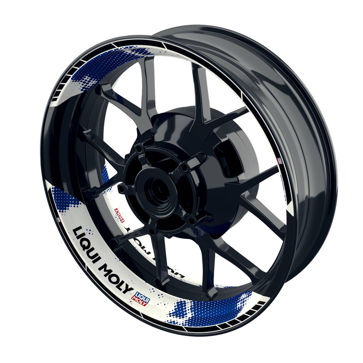 Felgenaufkleber Liqui Moly Design Dots weiss Premium geteilt blau