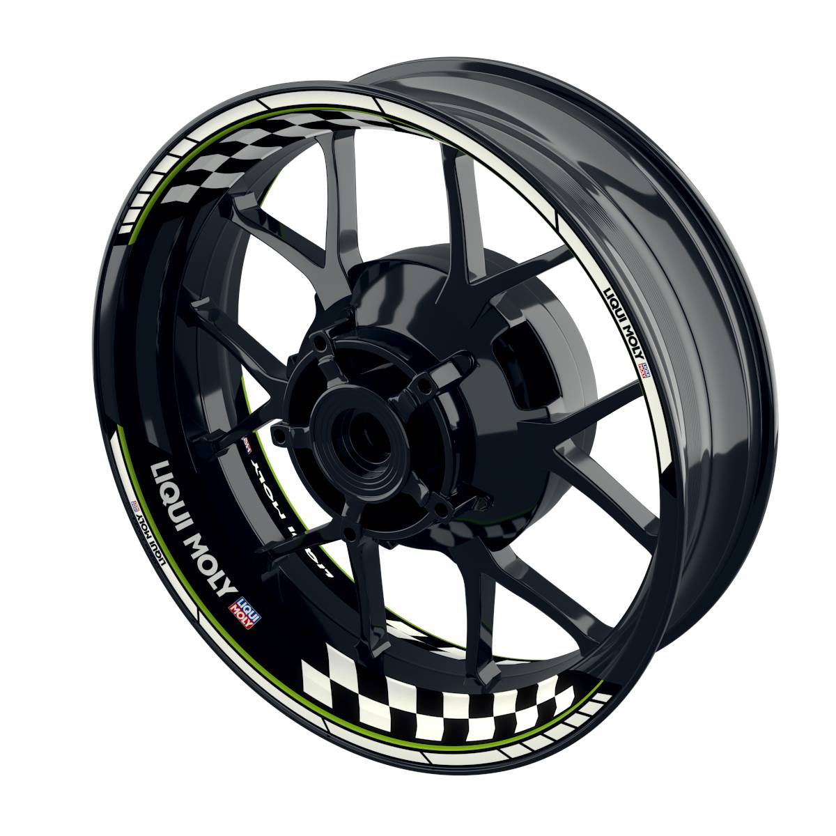 Felgenaufkleber Liqui Moly Design Grid schwarz Premium geteilt grün