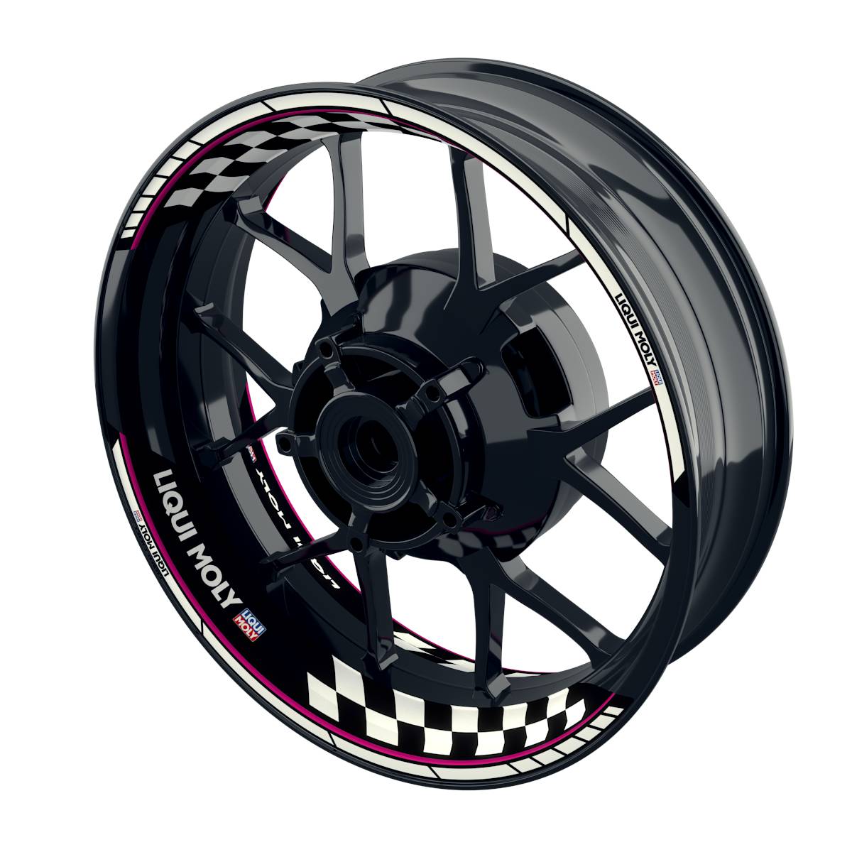 Felgenaufkleber Liqui Moly Design Grid schwarz Premium geteilt pink