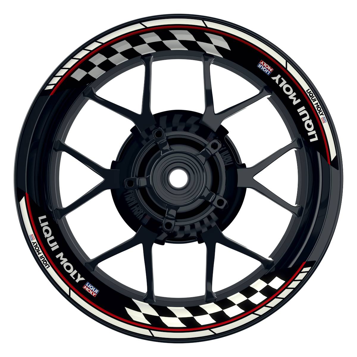 Felgenaufkleber Liqui Moly Design Grid schwarz Premium geteilt rot