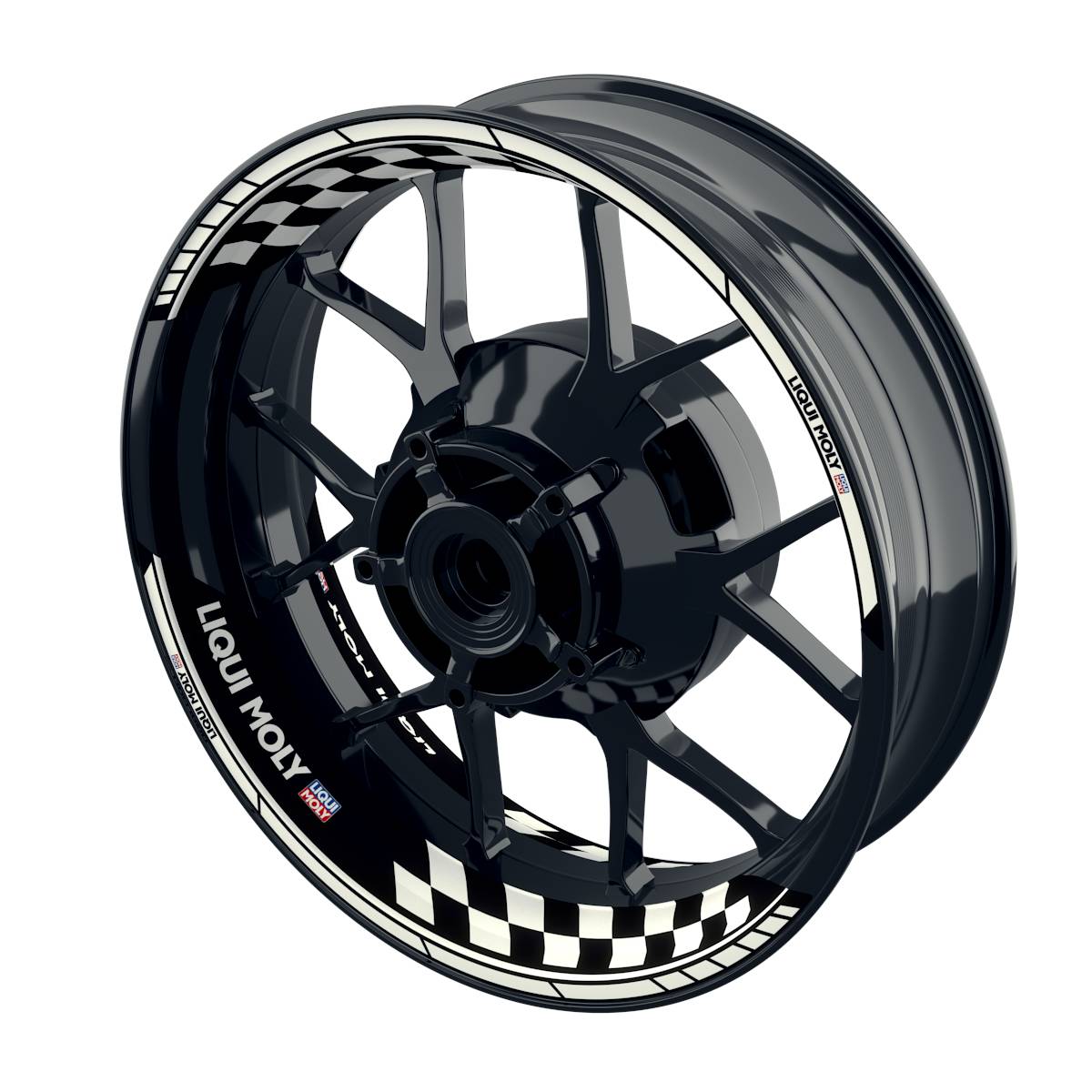 Felgenaufkleber Liqui Moly Design Grid schwarz Premium geteilt weiss