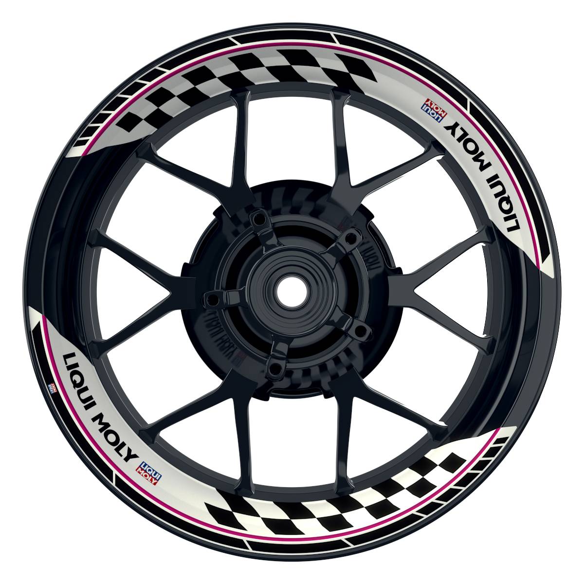 Felgenaufkleber Liqui Moly Design Grid weiss Premium geteilt pink