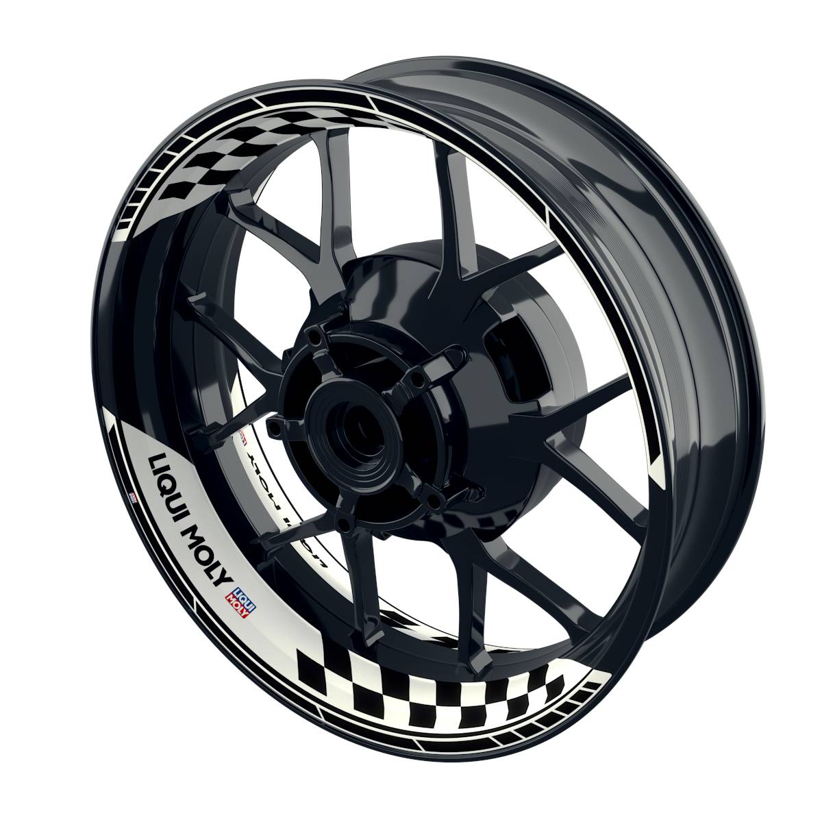 Felgenaufkleber Liqui Moly Design Grid weiss Premium geteilt schwarz