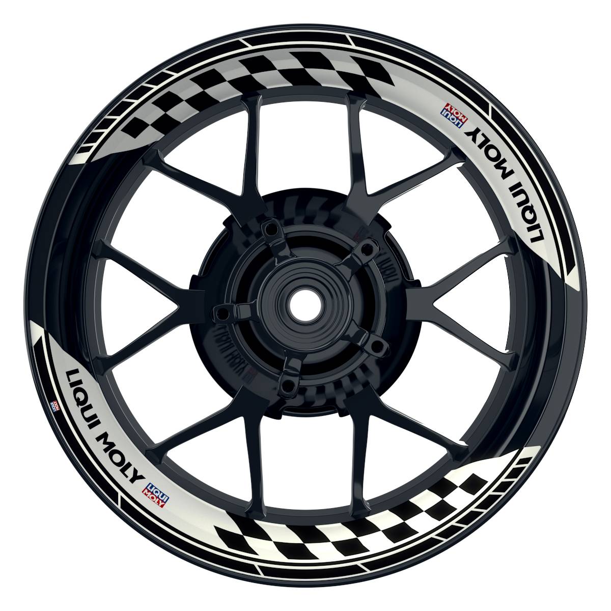 Felgenaufkleber Liqui Moly Design Grid weiss Premium geteilt schwarz