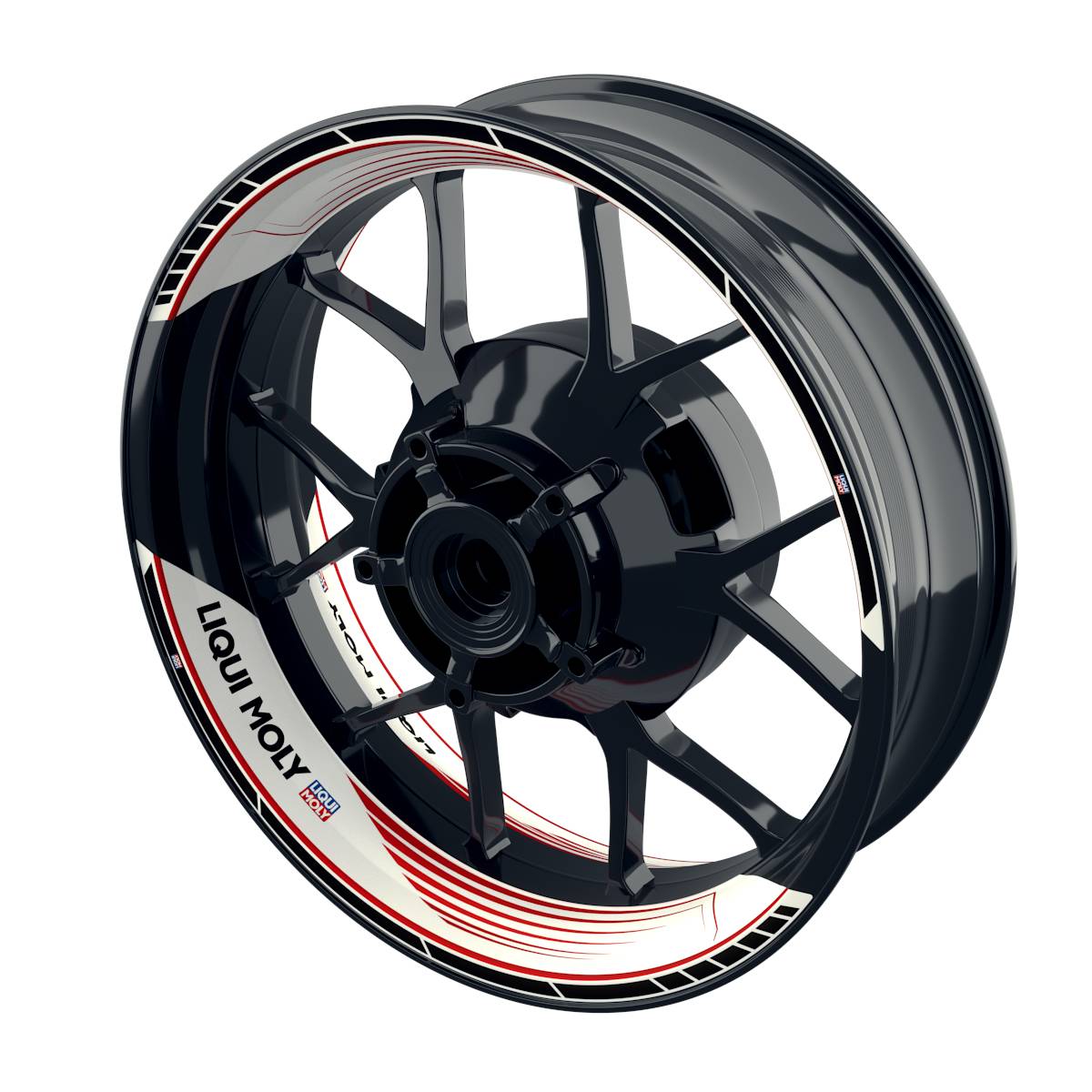 Felgenaufkleber Liqui Moly Design SAW weiss Premium geteilt rot