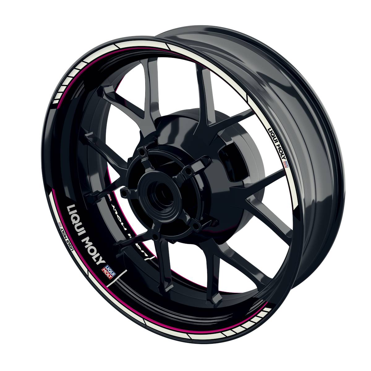 Felgenaufkleber Liqui Moly Design Scratched schwarz Premium geteilt pink