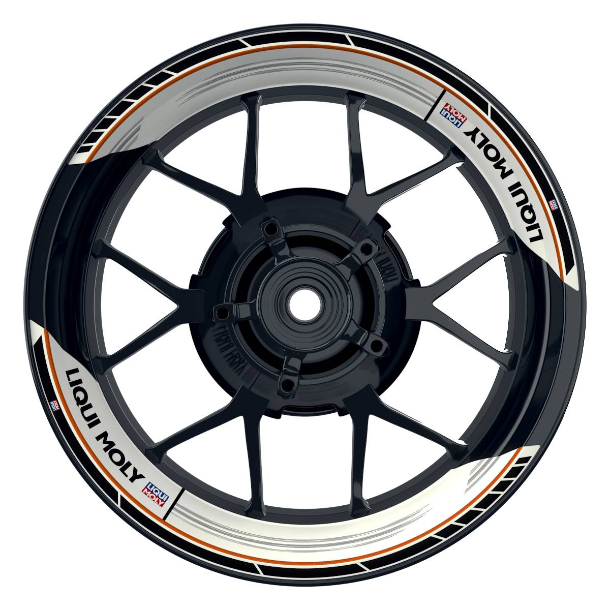 Felgenaufkleber Liqui Moly Design Scratched weiss Premium geteilt orange