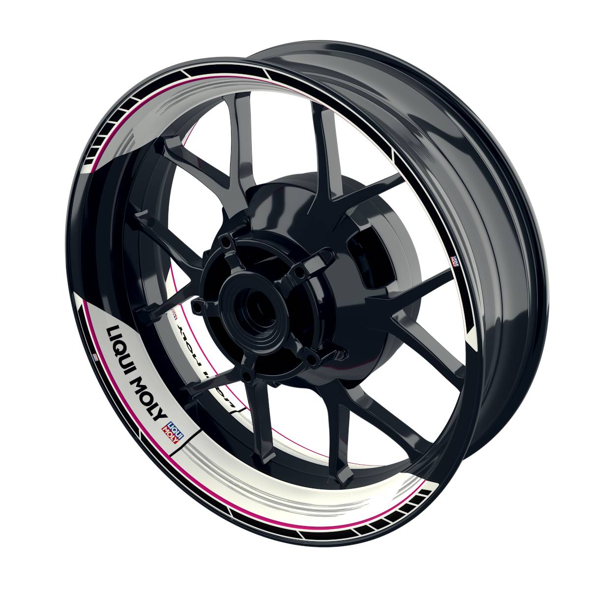 Felgenaufkleber Liqui Moly Design Scratched weiss Premium geteilt pink