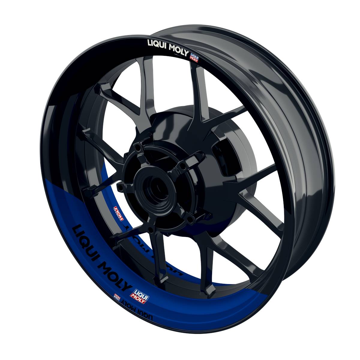 Felgenaufkleber Liqui Moly Design halb halb schwarz Premium geteilt blau