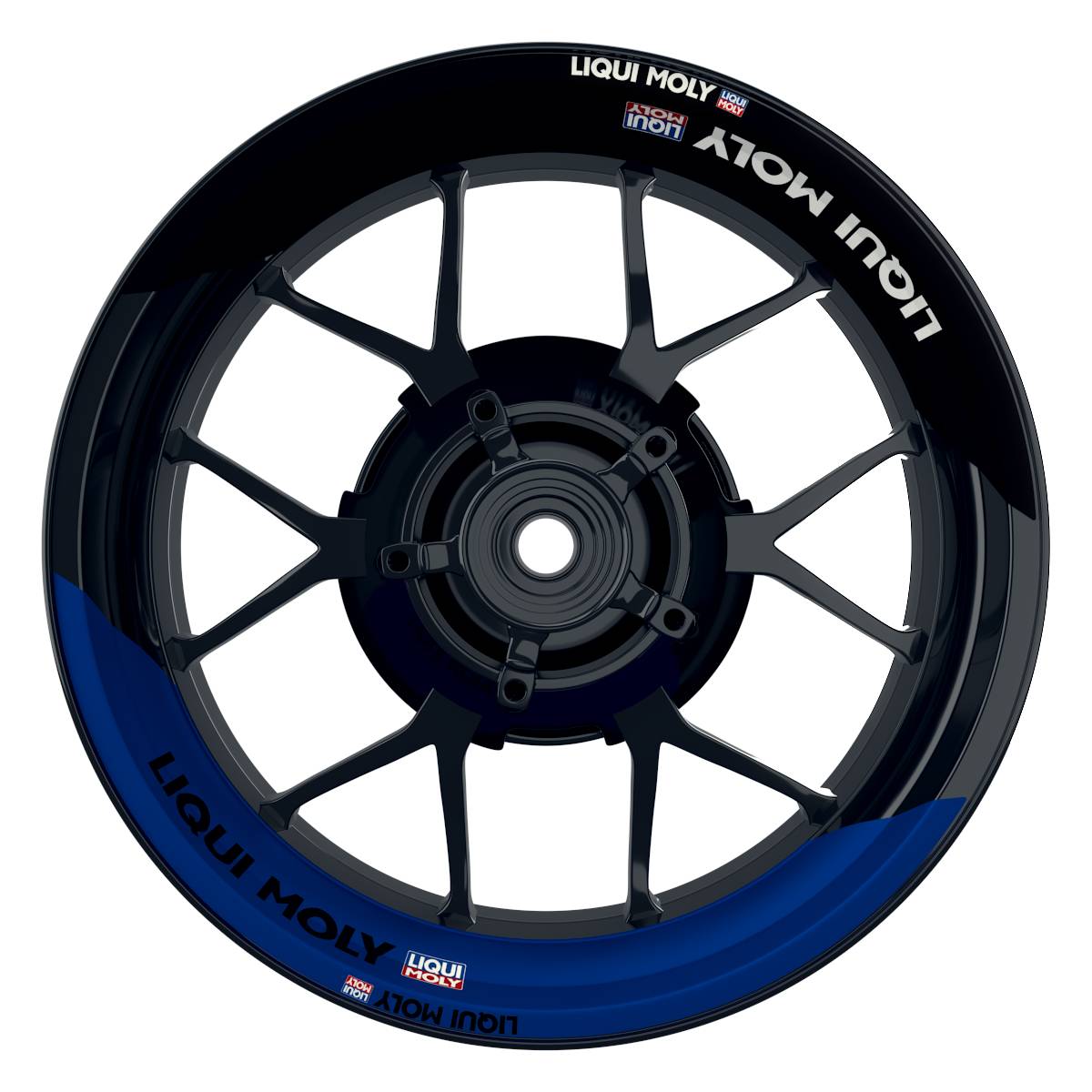 Felgenaufkleber Liqui Moly Design halb halb schwarz Premium geteilt blau