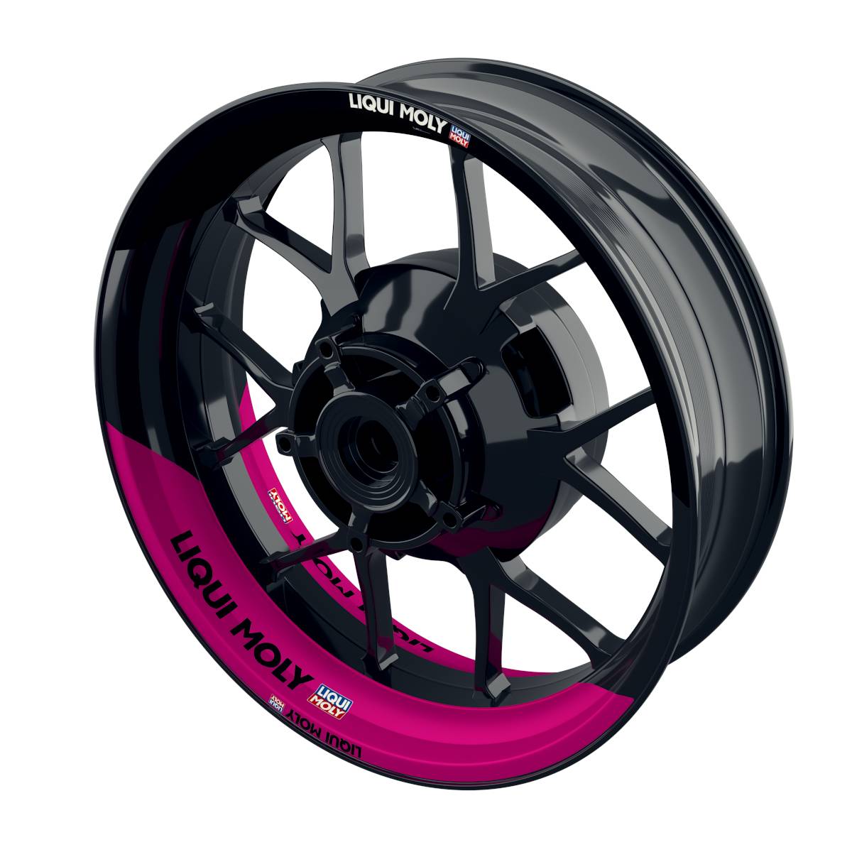 Felgenaufkleber Liqui Moly Design halb halb schwarz Premium geteilt pink