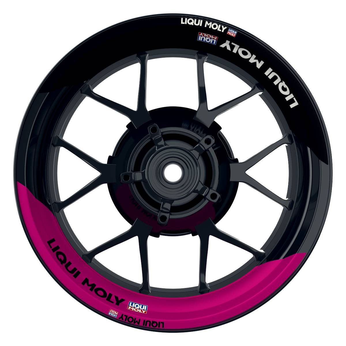 Felgenaufkleber Liqui Moly Design halb halb schwarz Premium geteilt pink