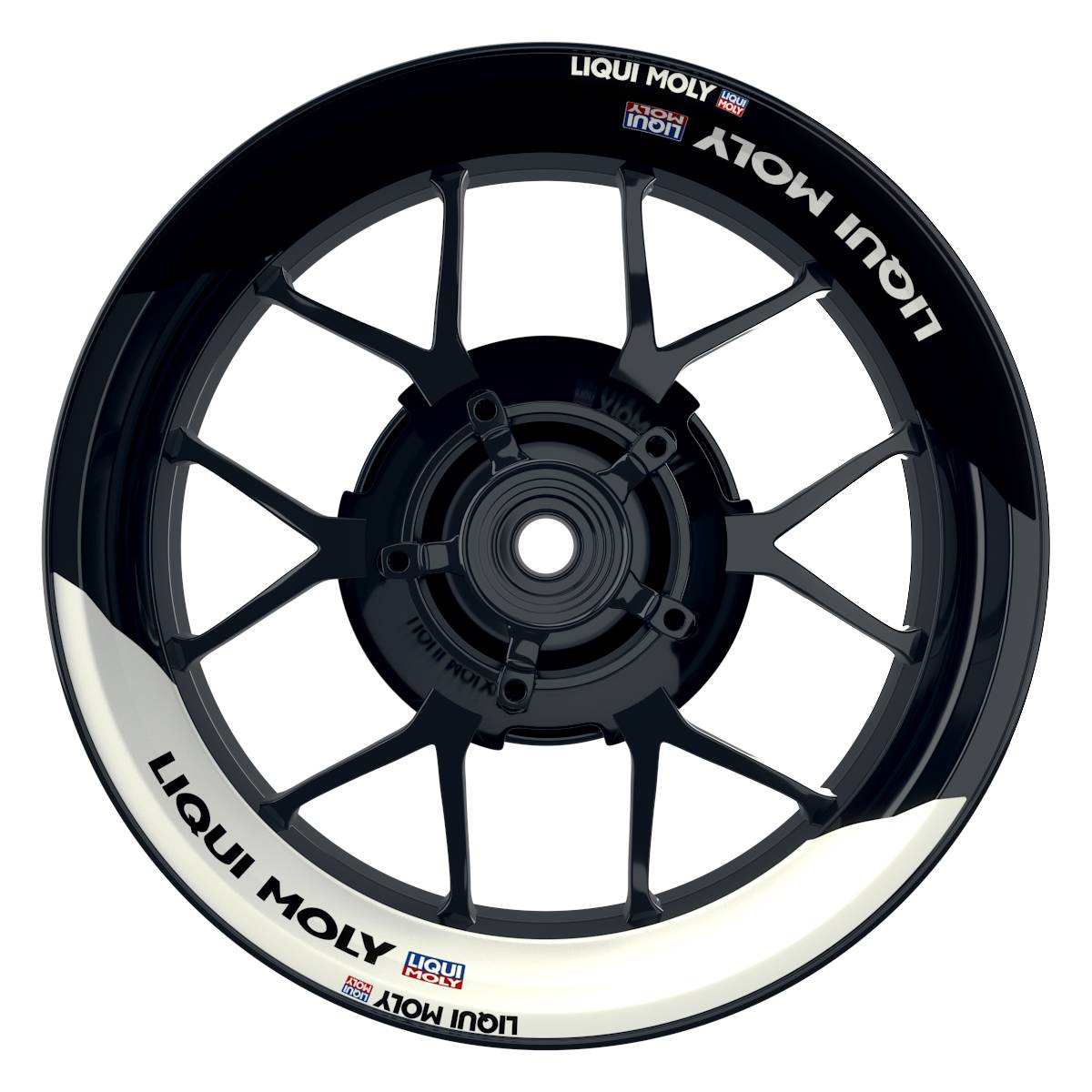 Felgenaufkleber Liqui Moly Design halb halb schwarz Premium geteilt weiss