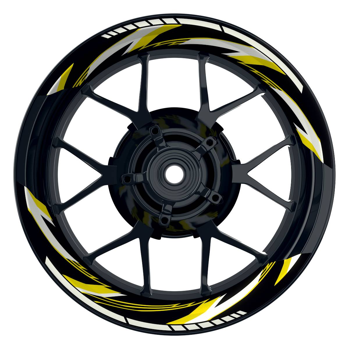Felgenaufkleber RAZOR schwarz Wheelsticker Premium geteilt gelb