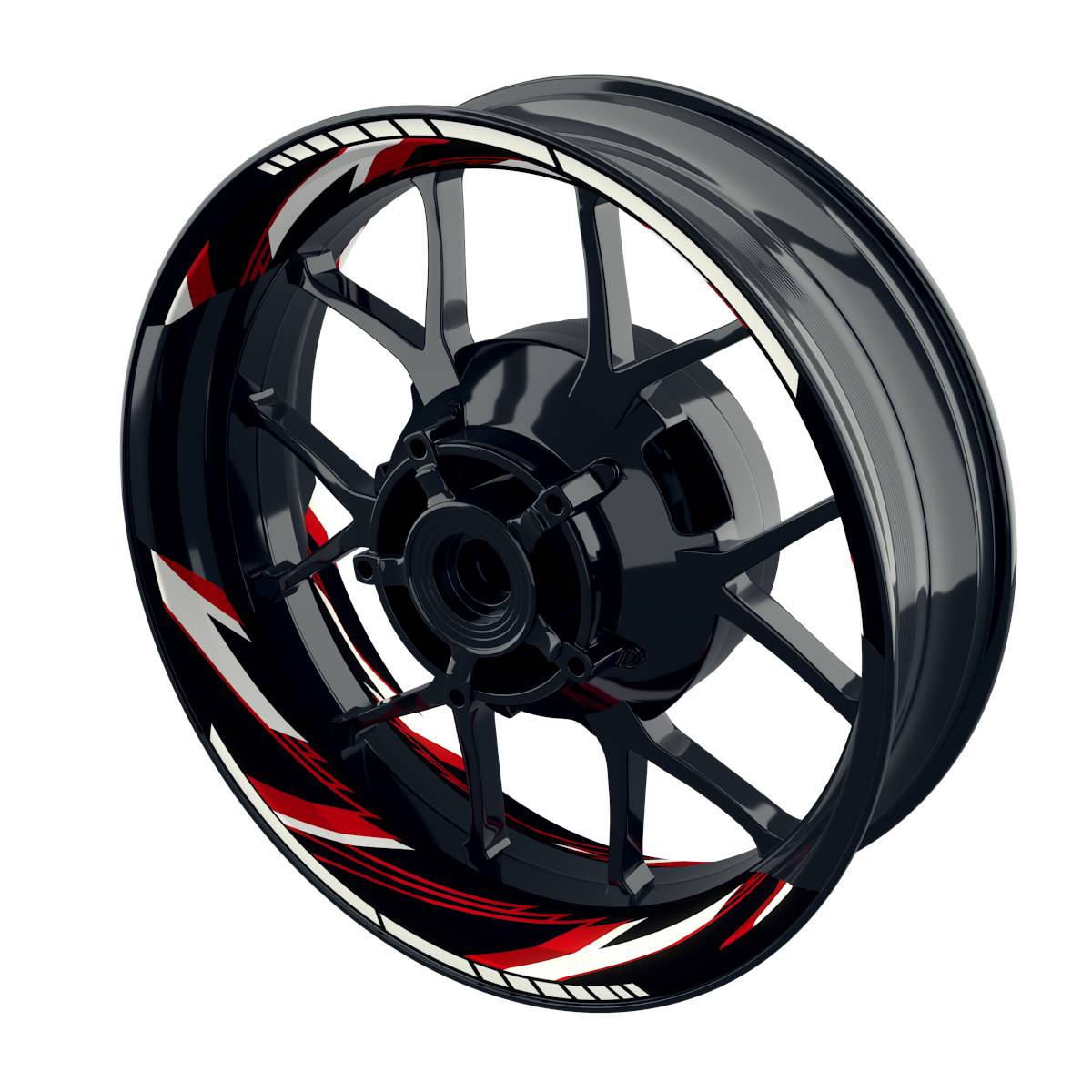 Felgenaufkleber RAZOR schwarz Wheelsticker Premium geteilt rot