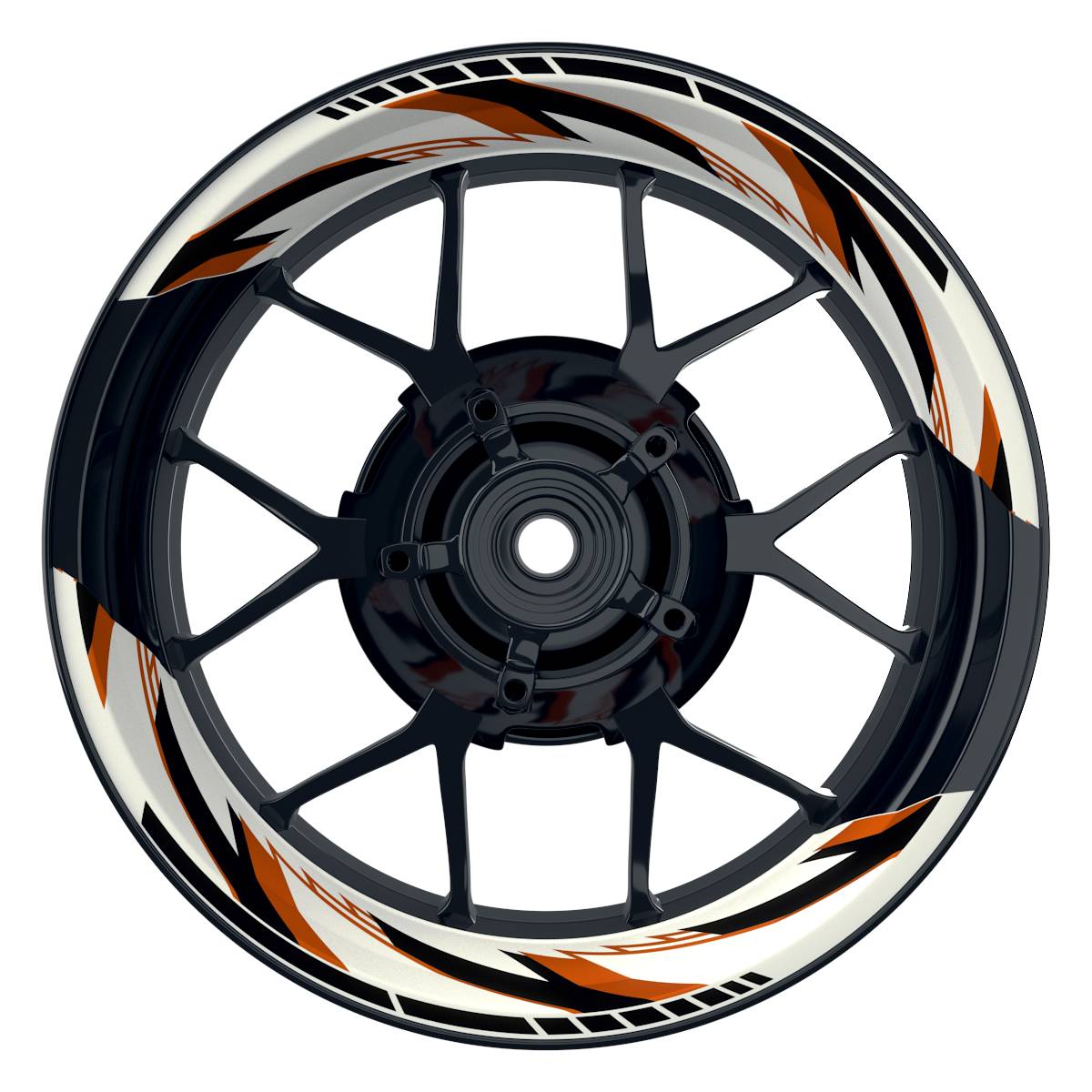 Felgenaufkleber RAZOR weiss Wheelsticker Premium geteilt orange
