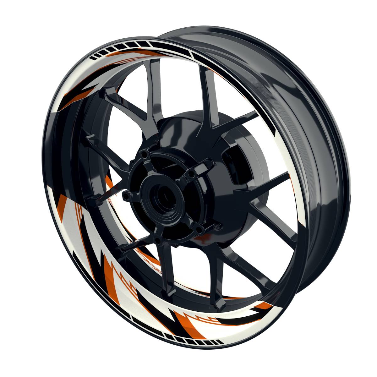 Felgenaufkleber RAZOR weiss Wheelsticker Premium geteilt orange