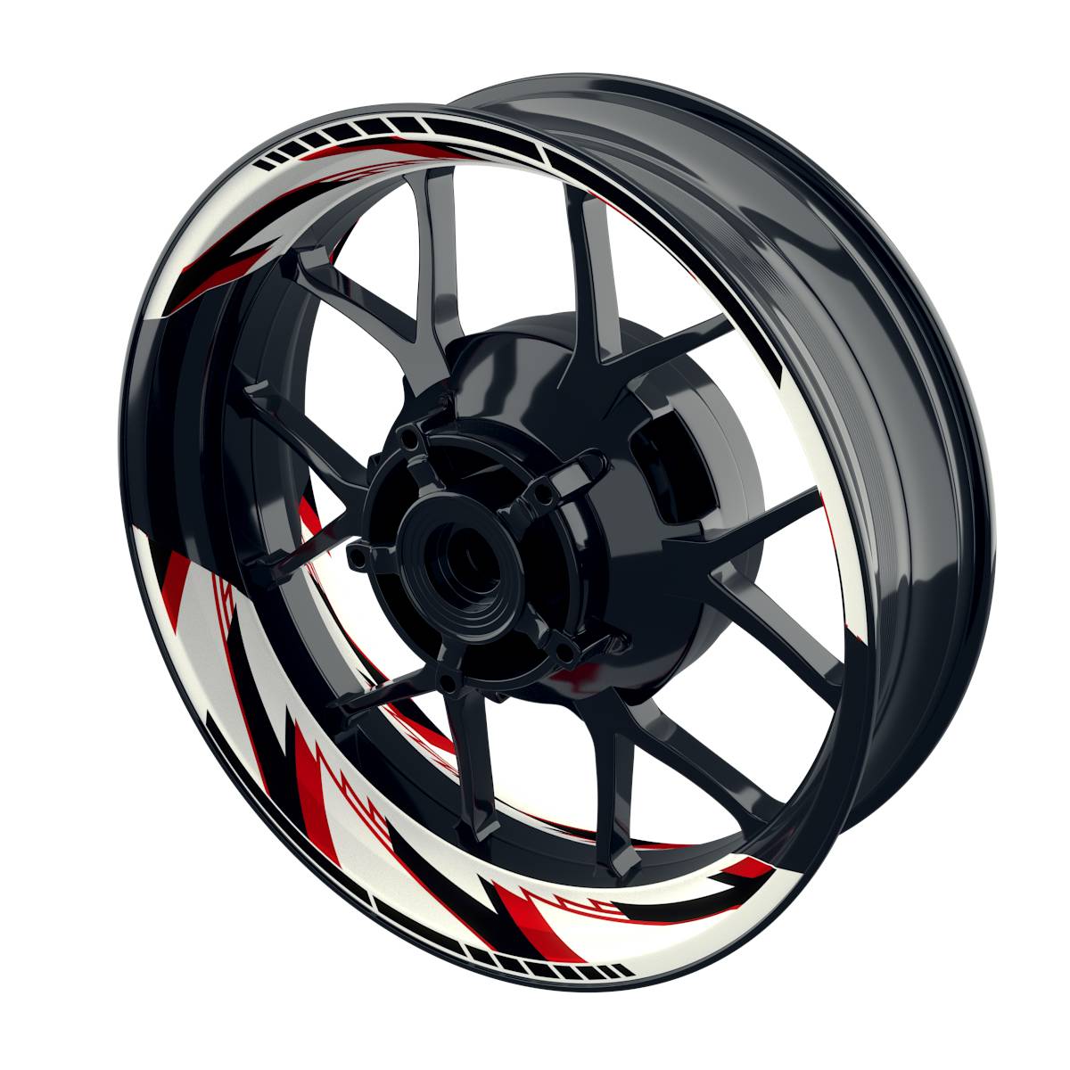 Felgenaufkleber RAZOR weiss Wheelsticker Premium geteilt rot