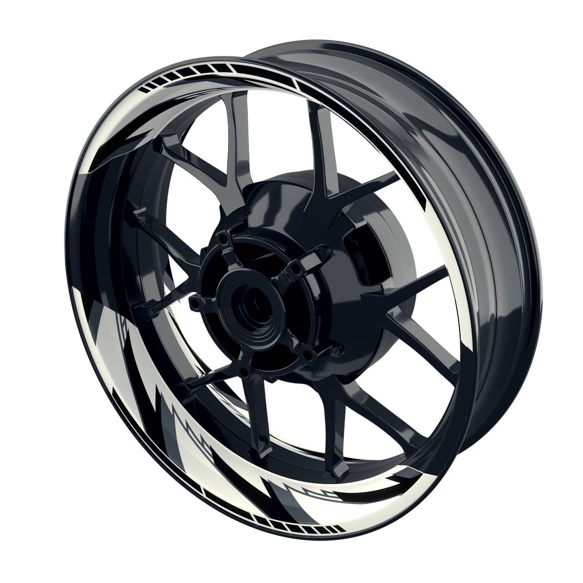 Felgenaufkleber RAZOR weiss Wheelsticker Premium geteilt schwarz