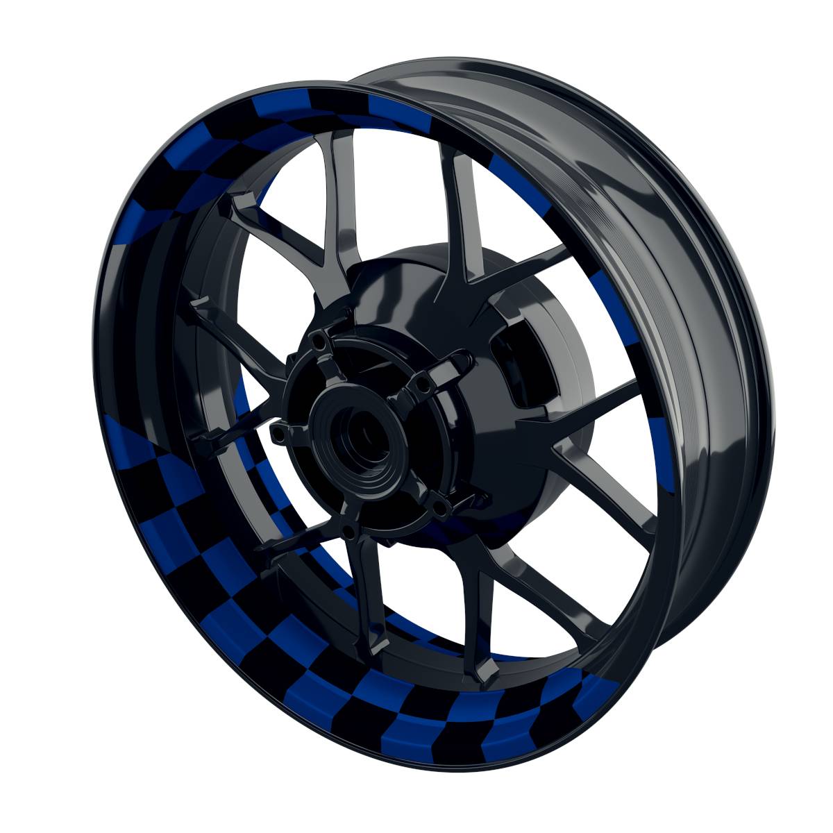 Felgenaufkleber Racingflag schwarz Wheelsticker Premium geteilt blau