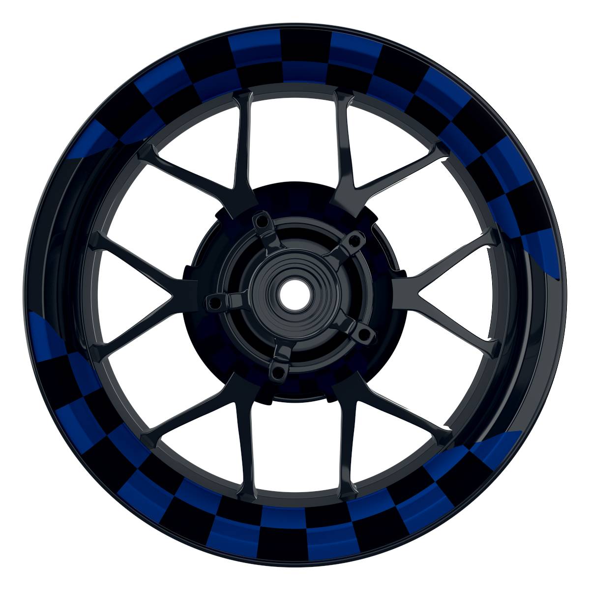Felgenaufkleber Racingflag schwarz Wheelsticker Premium geteilt blau