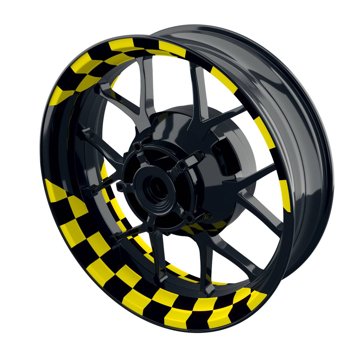 Felgenaufkleber Racingflag schwarz Wheelsticker Premium geteilt gelb