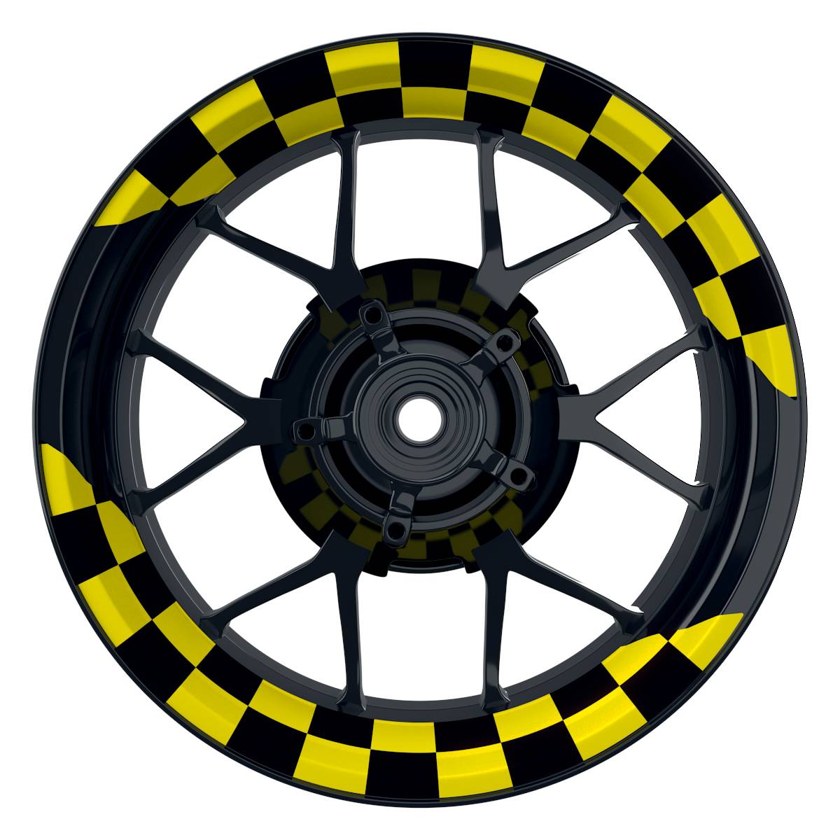 Felgenaufkleber Racingflag schwarz Wheelsticker Premium geteilt gelb