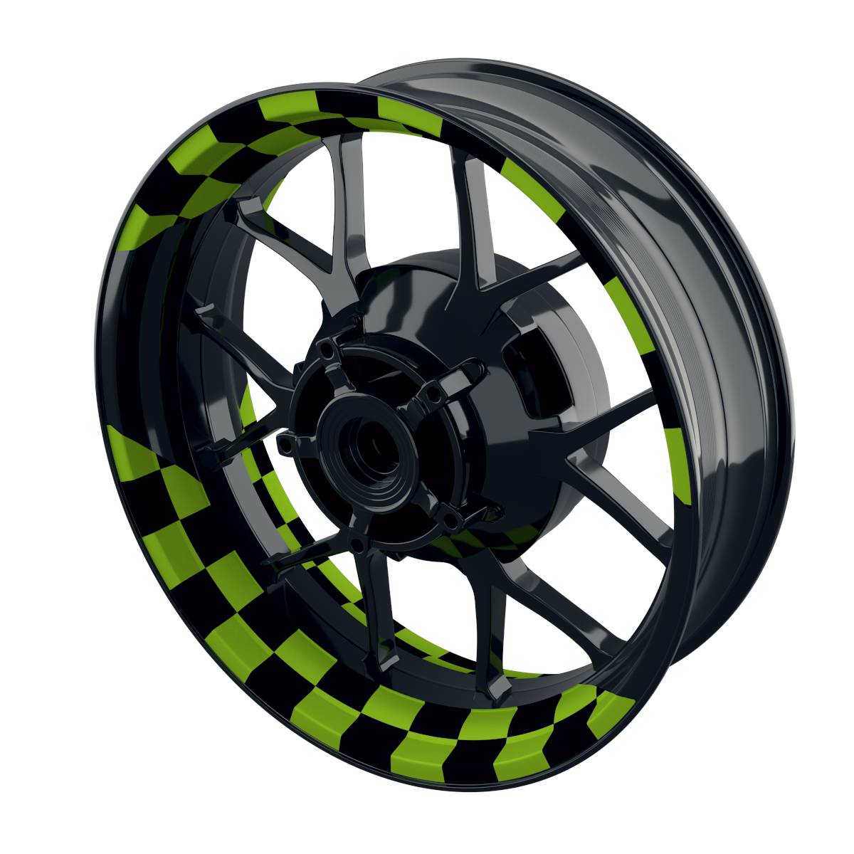 Felgenaufkleber Racingflag schwarz Wheelsticker Premium geteilt grün