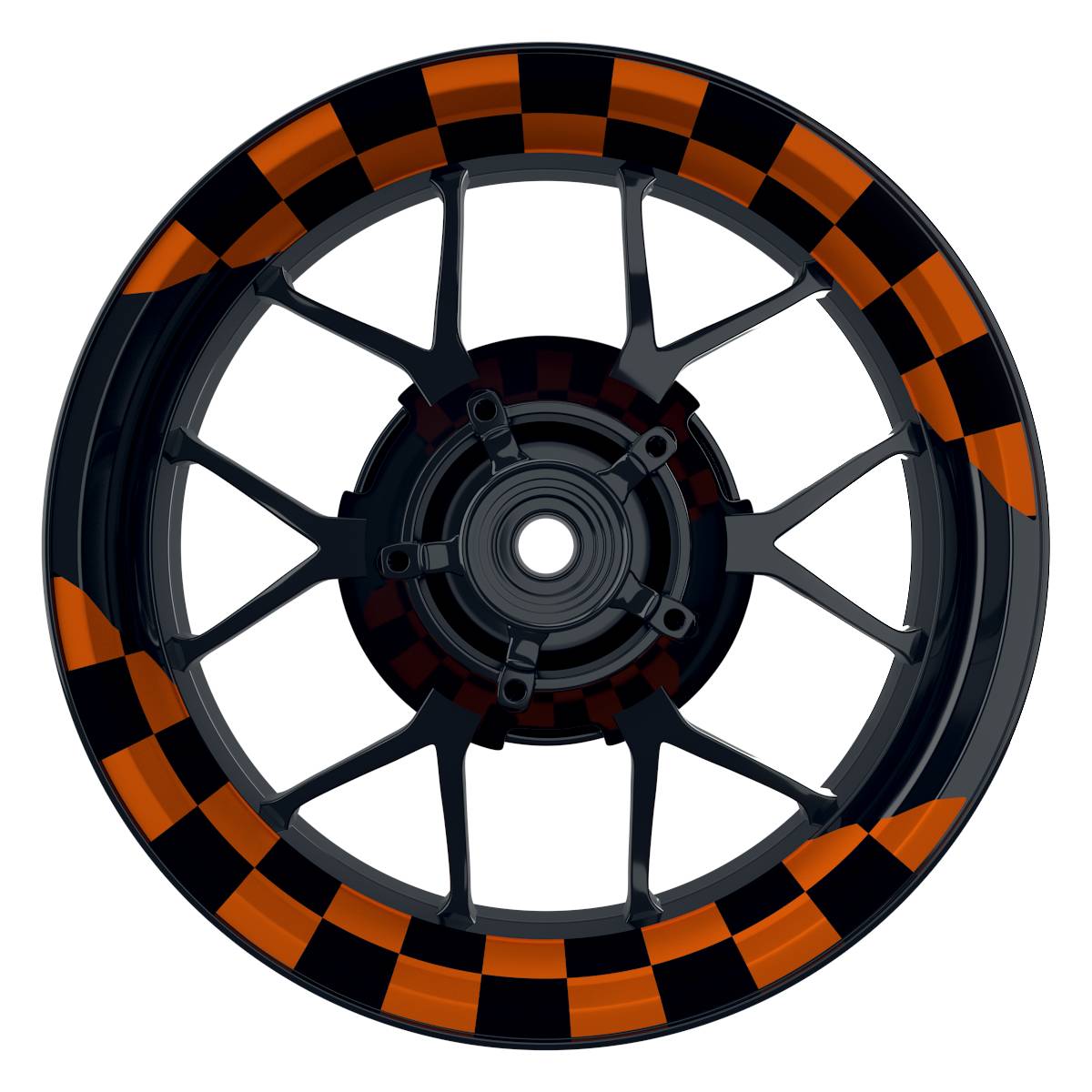 Felgenaufkleber Racingflag schwarz Wheelsticker Premium geteilt orange