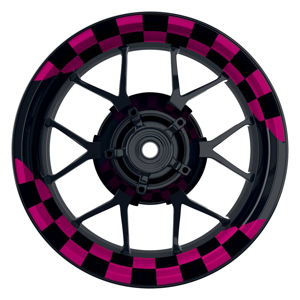 Felgenaufkleber Racingflag schwarz Wheelsticker Premium geteilt pink