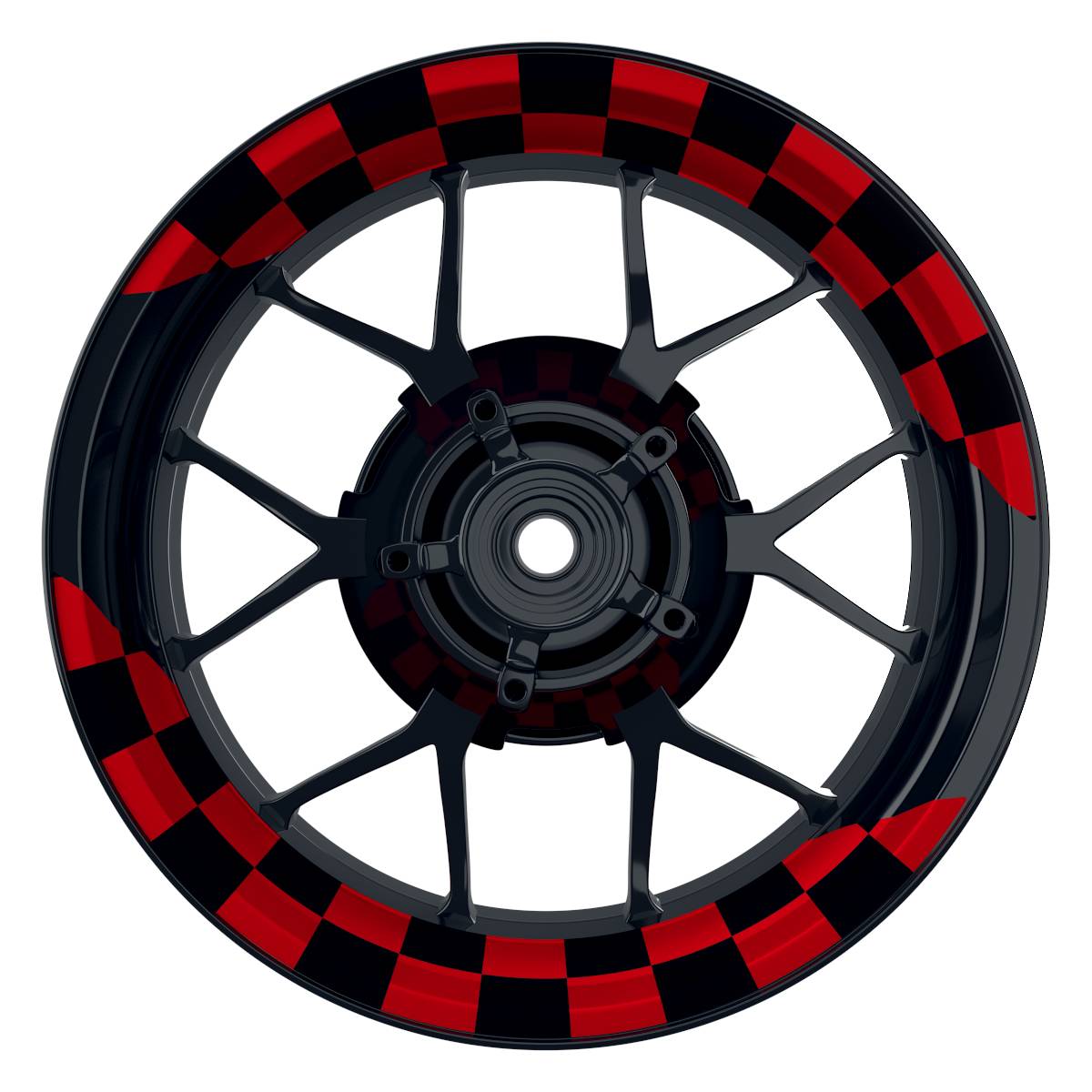 Felgenaufkleber Racingflag schwarz Wheelsticker Premium geteilt rot
