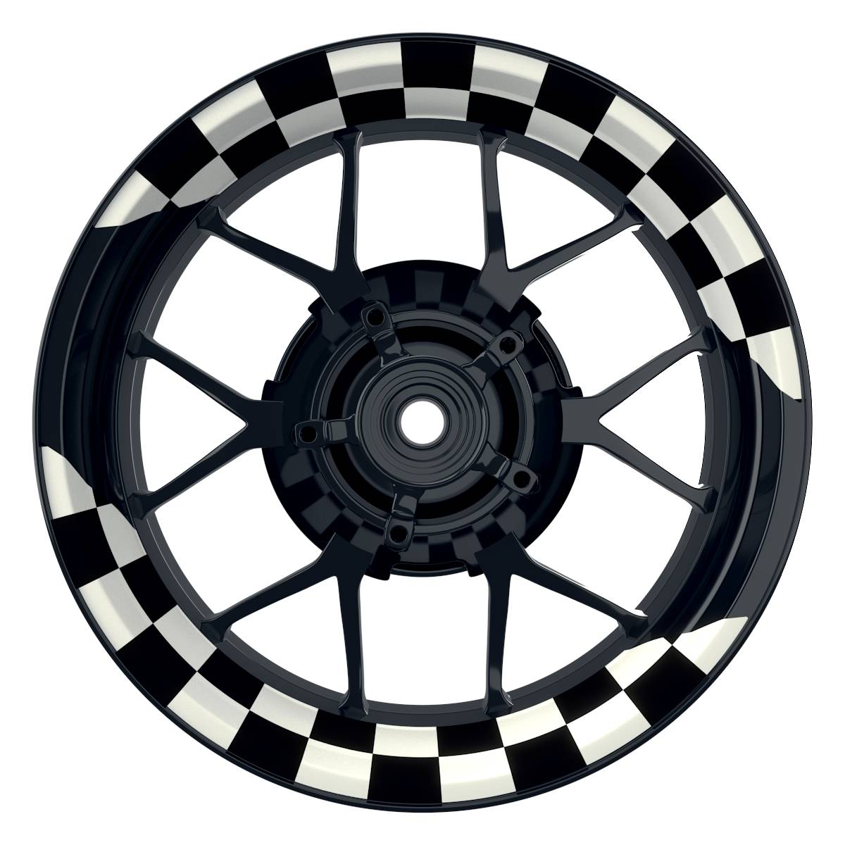 Felgenaufkleber Racingflag schwarz Wheelsticker Premium geteilt weiss